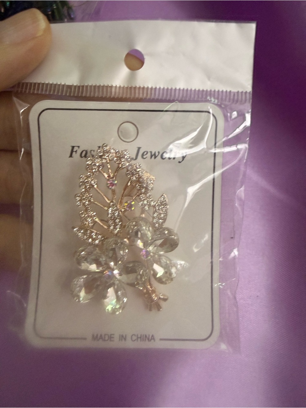 Fashion Jewelry Rose Gold Floral Crystal Brooch